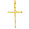 10k Gold Beaded Moon Cut Cross Pendant
