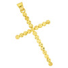 10k Gold Beaded Moon Cut Cross Pendant