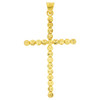 10k Gold Beaded Moon Cut Cross Pendant