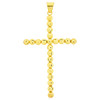 10k Gold Large Beaded Moon Cut Cross Pendant