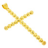 10k Gold Large Beaded Moon Cut Cross Pendant
