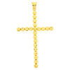 10k Gold Large Beaded Moon Cut Cross Pendant