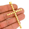 10k Gold Large Beaded Moon Cut Cross Pendant