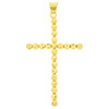 10k Gold Medium Beaded Moon Cut Cross Pendant