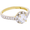 10k Gold Simulated Diamond Bezel Style Engagement Ring