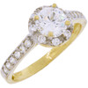 10k Gold Simulated Diamond Bezel Style Engagement Ring