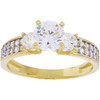 10k Gold Simulated Diamond 3 Stone with Accents Ring