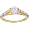 10k Gold Simulated Diamond Pyramid Style Engagement Ring