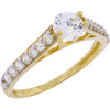 10k Gold Simulated Diamond Pyramid Style Engagement Ring