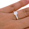 10k Gold Simulated Diamond Solitaire with Accents Engagement Ring