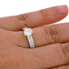 10k Gold Simulated Diamond Pave Band Solitaire Engagement Ring