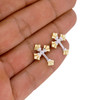 10k Gold Flared Two Tone Cross Earrings