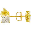 10k Gold Diamond 3d Square  Earrings