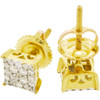 10k Gold Diamond 3d Square  Earrings