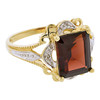 10k Gold Garnet w/ Accent Diamonds Emerald Cut Cocktail Ring