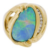 14k Gold Opal w/ Accent Diamonds Unique Free Flowing Cocktail Ring