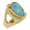 14k Gold Opal w/ Accent Diamonds Unique Free Flowing Cocktail Ring