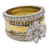 10k Gold Diamond Cluster with Accent Bands Cocktail Ring