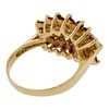 14k Gold Diamond and Ruby 3 Row Cocktail Ring