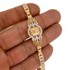 Solid 14k Gold Simulated Diamond Virgin Mary Bracelet