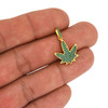 .925 Silver Green Weed Leaf Pendant