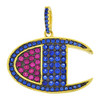 .925 Silver Blue Pink Champion Pendant