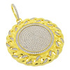 .925 Silver Cuban Link Bezel Medallion Pendant