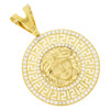 10k Gold Greek Key Cut Out Medusa Medallion Pendant