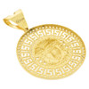 10k Gold Greek Key Cut Out Medusa Medallion Pendant