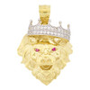 10k Gold King Lion with Tilted Crown Pendant