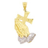 10k Gold Praying Hands with Cross Pendant