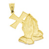 10k Gold Praying Hands with Cross Pendant