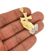 10k Gold Praying Hands with Cross Pendant