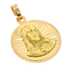 14k Gold Circular Jesus Portrait Pendant