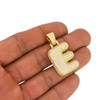 .925 Silver 14k Gold Finish 3D Bubble Letter E  Pendant