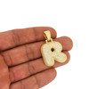 .925 Silver 14k Gold Finish 3D Bubble Letter R Pendant