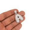 .925 Silver Rhodium Finish 3D Bubble Letter A Pendant
