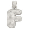 .925 Silver Rhodium Finish 3D Bubble Letter F Pendant