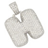 .925 Silver Rhodium Finish 3D Bubble Letter H Pendant
