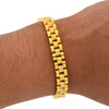 Gold Finish 316L Stainless Steel Thin Watch Style Link Bracelet