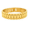 Gold Finish 316L Stainless Steel Wide Watch Style Link Bracelet