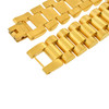 Gold Finish 316L Stainless Steel Wide Watch Style Link Bracelet