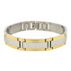 Two Tone 316L Stainless Steel Greek Key Style Link Bracelet