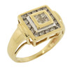 14k Gold Diamond Square Top Ring