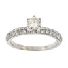 18k White Gold Diamond Solitaire With 2 Accent Rows Engagement Ring