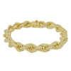 Gold Finish .925 Silver Pave Set Rope Link Bracelet