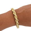 Gold Finish .925 Silver Pave Set Rope Link Bracelet