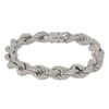 Rhodium Finish .925 Silver Pave Rope Link Bracelet