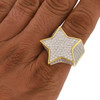 Gold Finish .925 Silver Iced Out Star Ring