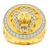 Gold Finish .925 Silver Lion Crown King Ring